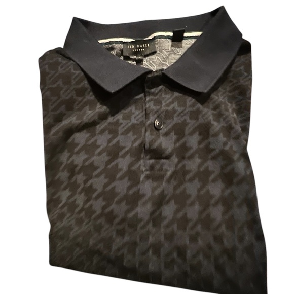 Ted Baker Blue Gaelic Cotton Gradient Houndstooth Polo Size 6 (XXL) - Picture 3 of 8